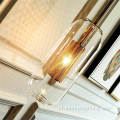 Metal Modern Glass Shade Chandelier Cylinder Pingente Lamp